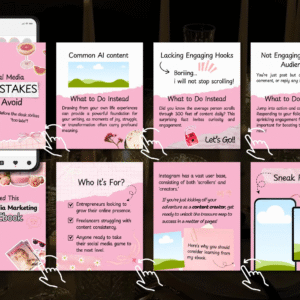 100 Pink Aesthetic Instagram Carousel Templates | Editable Canva with PLR & MRR Rights