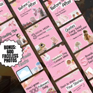 100 Pink Aesthetic Instagram Carousel Templates | Editable Canva with PLR & MRR Rights