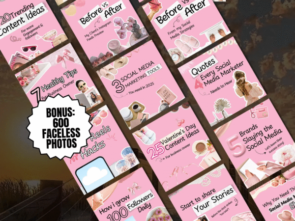 100 Pink Aesthetic Instagram Carousel Templates | Editable Canva with PLR & MRR Rights - Image 4