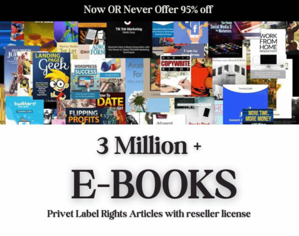 3 Million+ eBooks Bundle + 3 Million PLR Articles Bonus | Reseller Rights Included